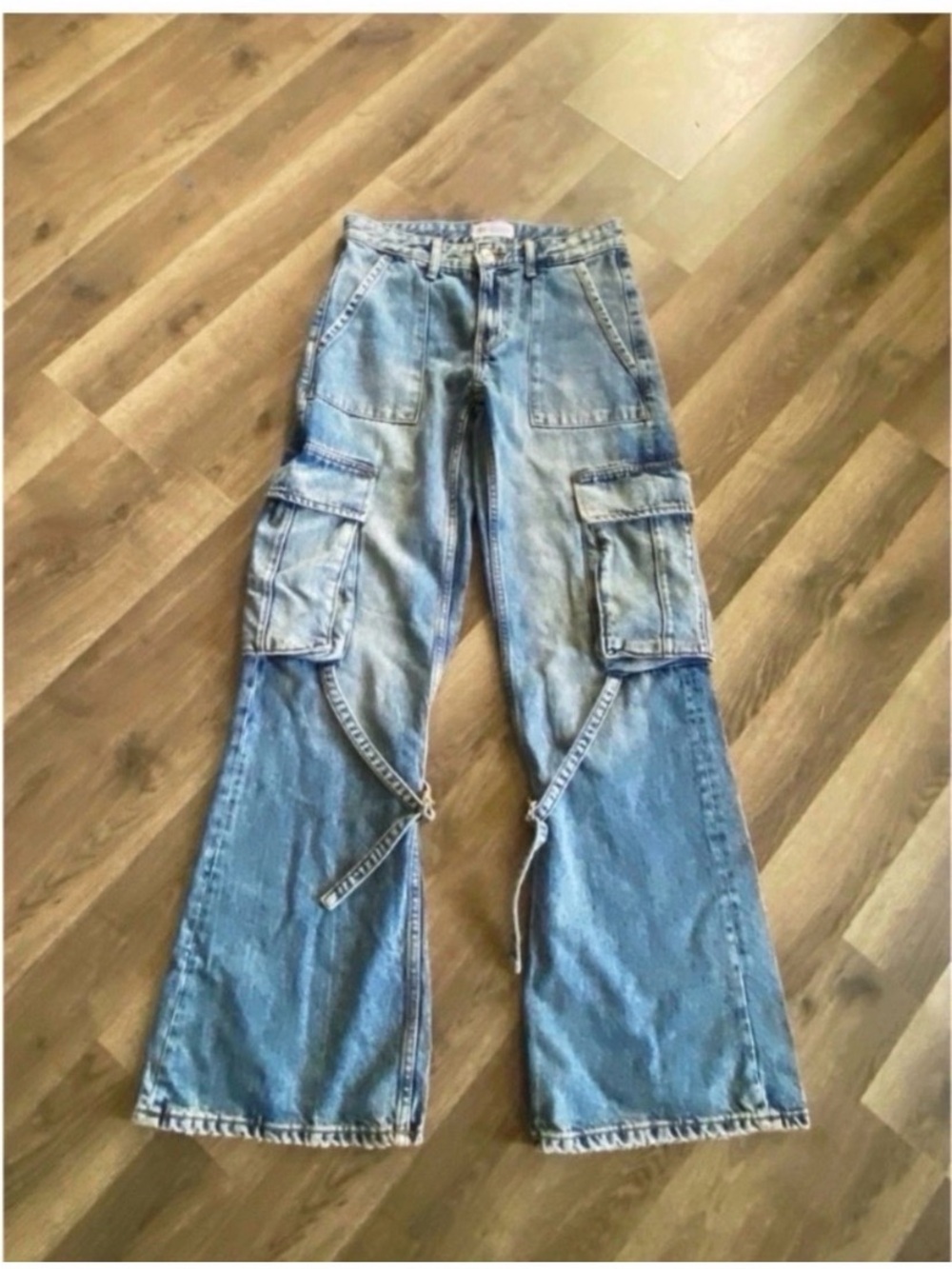 ZARA Wide Leg Cargo Jeans Size 2 - Picture 5 of 8